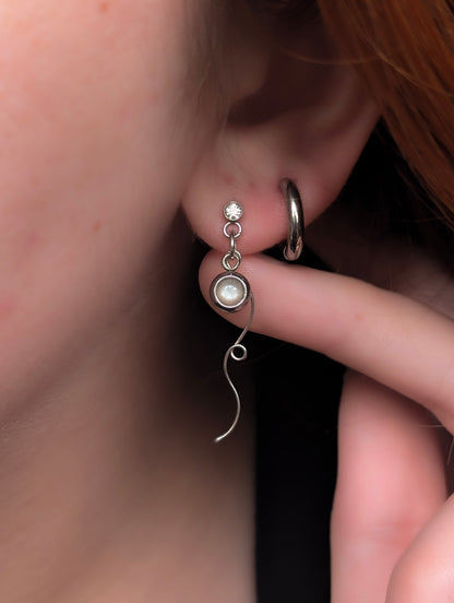 Pink Moonstone |  Stainless Steel Stud Earrings