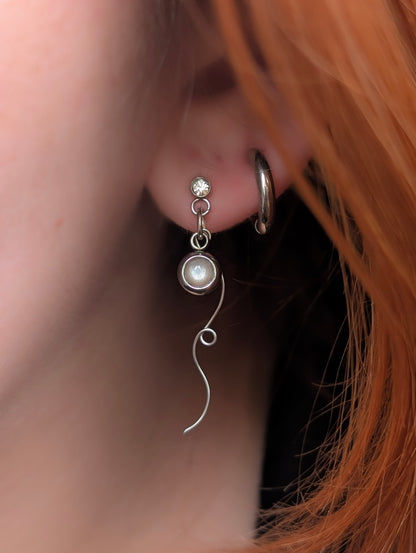 Pink Moonstone |  Stainless Steel Stud Earrings