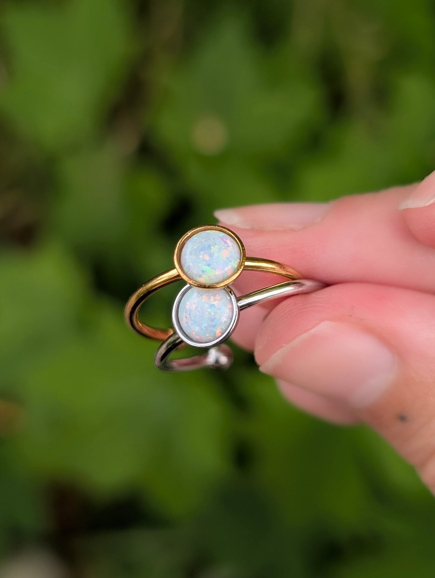 Round Opal Adjustable Ring