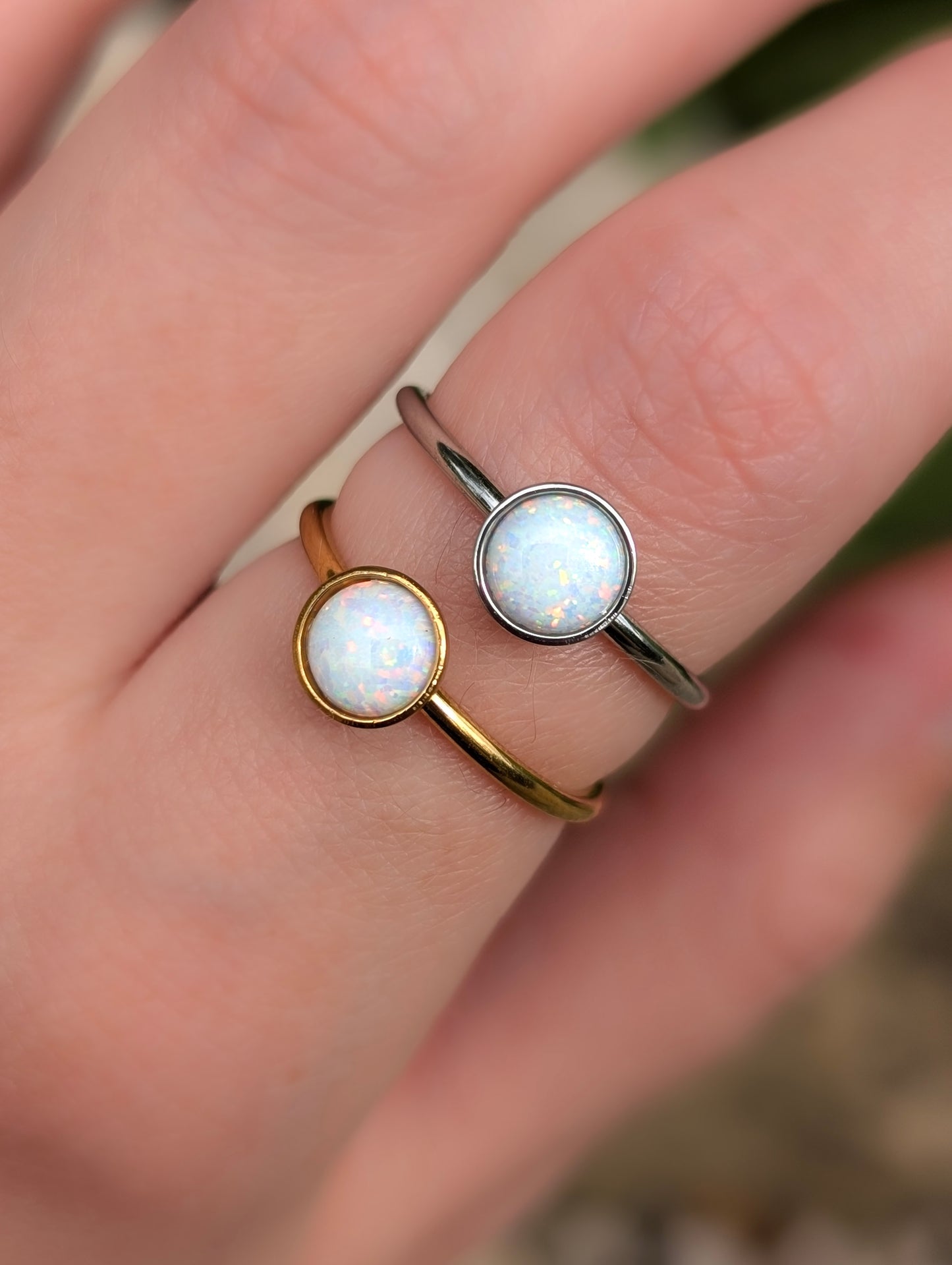 Round Opal Adjustable Ring