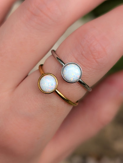 Round Opal Adjustable Ring