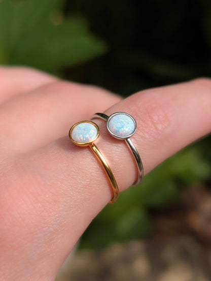 Round Opal Adjustable Ring