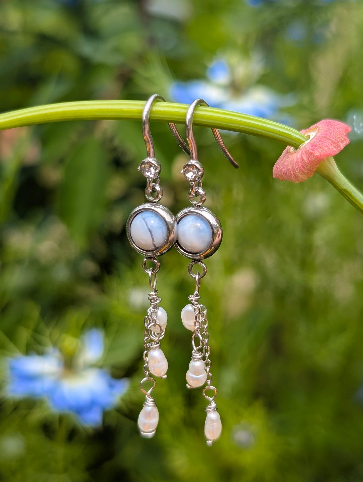 Blue Lace Agate | Stainless Steel Earrings