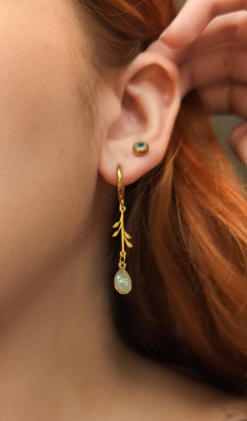 Garden Veil Dangles | Stainless Steel Hoop Earrings