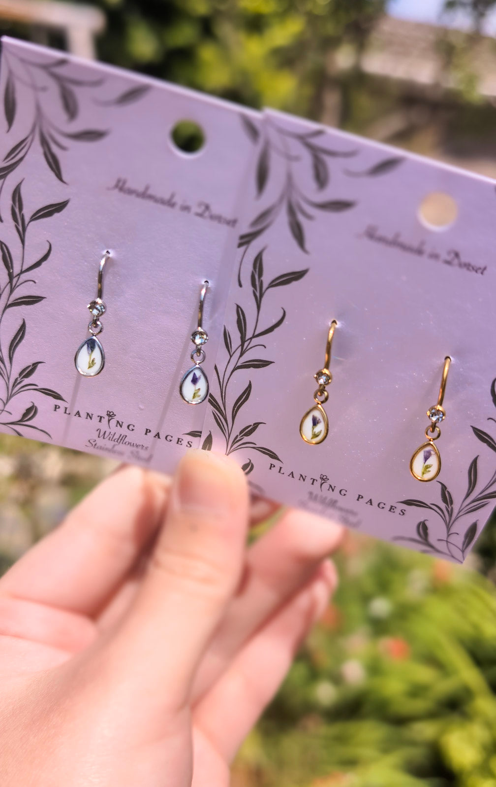 Purple Wildflower | Gold Plated Stainless Steel Hook Earrings