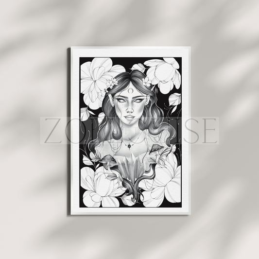 A5 Textured Forest Witch Print