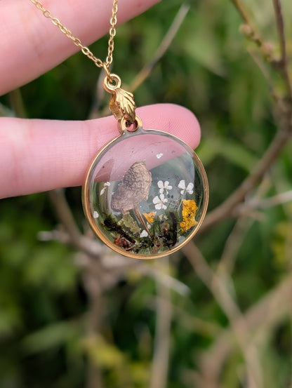 The Golden Glade - Real Mushroom & Flora  Gold Necklace