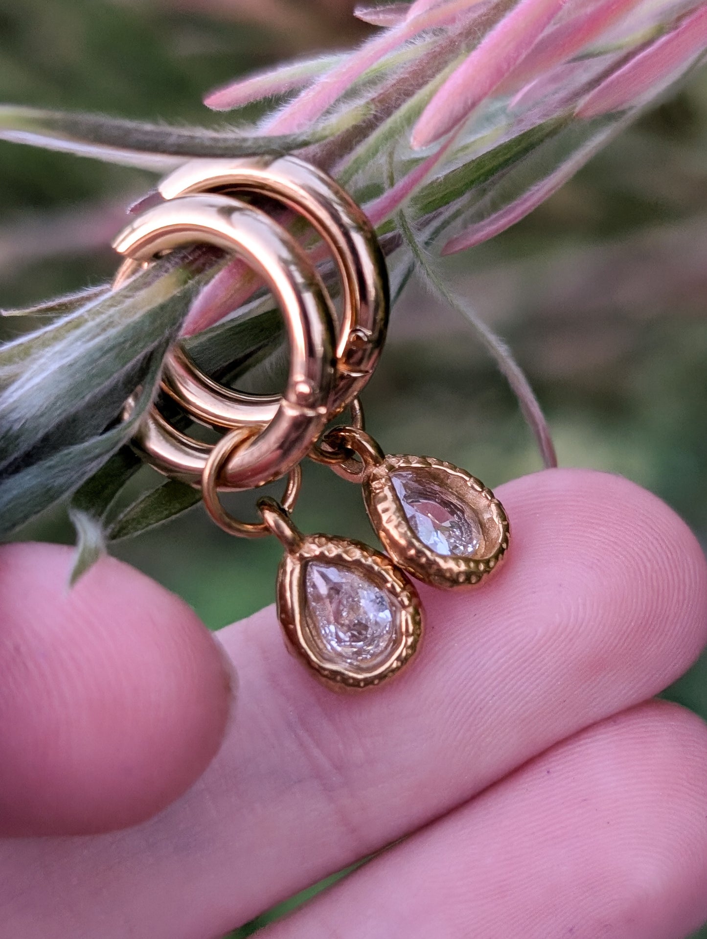 Crystal Teardrop Gold Hoop Earrings