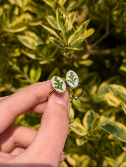 White Fern Adjustable Ring